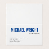 Blue White Modern Schlicht Simple Minimalistisch Visitenkarten (Außenseite Aufgefaltet)