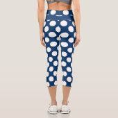 Blue White Modern Trendy Polka Dot Pattern Capri Leggings (Rückseite)