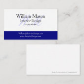 Blue & White Monogram Business Card Visitenkarte (Vorne/Hinten)