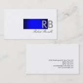 Blue White Monogram Consultant Business Card Visitenkarte (Vorne/Hinten)