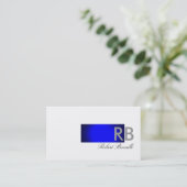 Blue White Monogram Consultant Business Card Visitenkarte (Stehend Vorderseite)