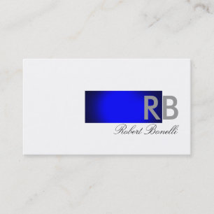 Blue White Monogram Consultant Business Card Visitenkarte