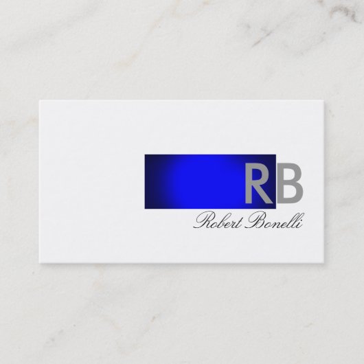 Blue White Monogram Consultant Business Card Visitenkarte (Vorderseite)