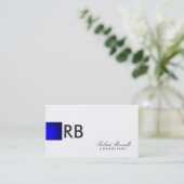 Blue White Monogram Consultant Business Card Visitenkarte (Stehend Vorderseite)
