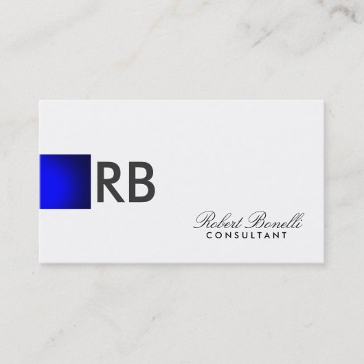 Blue White Monogram Consultant Business Card Visitenkarte (Vorderseite)