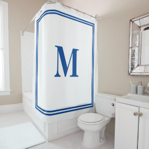 Blue White Monogram Initial Individuelle Name Eleg Duschvorhang
