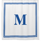 Blue White Monogram Initial Individuelle Name Eleg Duschvorhang (Vorderseite)