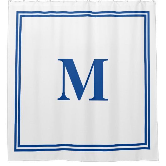 Blue White Monogram Initial Individuelle Name Eleg Duschvorhang (Vorderseite)