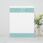 Blue White Monogram Letterhead für Neugeborene (Stehend Vorderseite)