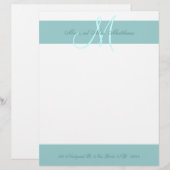 Blue White Monogram Letterhead für Neugeborene (Vorne/Hinten)