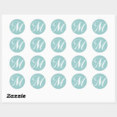 Blue White Monogram M Wedding Favor Sticker (Blatt)