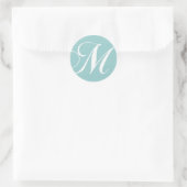 Blue White Monogram M Wedding Favor Sticker (Tasche)