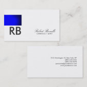 Blue White Monogram Script Consultant Business Visitenkarte (Vorne/Hinten)