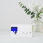 Blue White Monogram Script Consultant Business Visitenkarte (Stehend Vorderseite)
