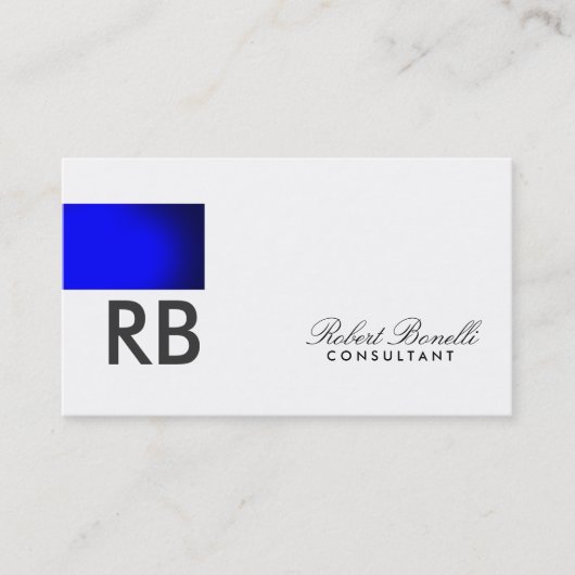 Blue White Monogram Script Consultant Business Visitenkarte (Vorderseite)