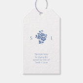 Blue & White Monogram Vielen Dank für Ihr Hochzeit Geschenkanhänger (Vorderseite)