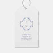 Blue & White Monogram Vielen Dank für Ihr Hochzeit Geschenkanhänger (Vorderseite)