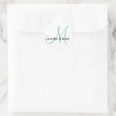 Blue White Monogram Wedding Bride Groom Aufkleber (Tasche)
