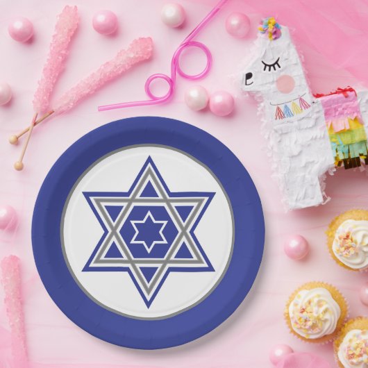 Blue & White Multiple Stars von David Design Pappteller (Party)