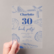 Blue White Muscheln Beach Summer Birthday Party
