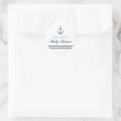 Blue & White Nautic Baby Shocker Runder Aufkleber (Tasche)