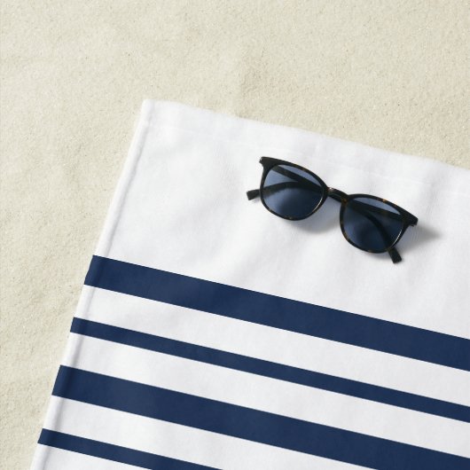 Blue White Nautic Family Name Beach House Strandtuch (Beispiel)