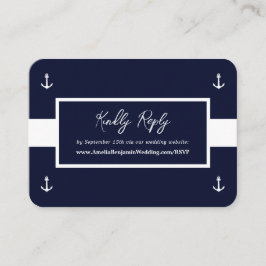 Blue White Nautic Pattern Website Hochzeit RSVP Begleitkarte