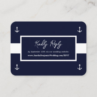 Blue White Nautic Pattern Website Hochzeit RSVP Begleitkarte