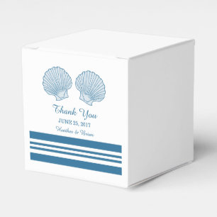 Blue White Nautic Seashells Gastgeschenk Hochzeit  Geschenkschachtel