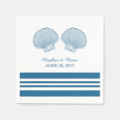Blue White Nautic Seashells Paper Napkins Serviette (Vorderseite)