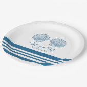 Blue White Nautic Seashells Paper Teller (Schrägansicht)