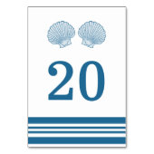 Blue White Nautic Seashells Table Card Tischnummer (Rückseite)