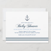 Blue & White Nautical Baby Dusche laden ein Einladung (Vorderseite)