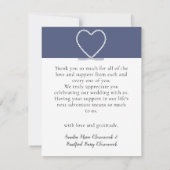 Blue White Nautical Heart Anchor Wedding Foto als Dankeskarte (Rückseite)