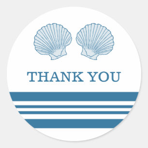 Blue White Nautical Seashells Danke Stickers