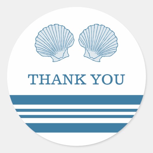 Blue White Nautical Seashells Danke Stickers (Vorderseite)