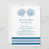 Blue White Nautical Seashells Save the Date einlad Einladung (Vorderseite)