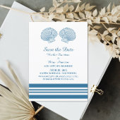 Blue White Nautical Seashells Save the Date einlad Einladung