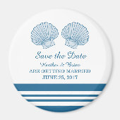 Blue White Nautical Seashells Save the Date Magnet (Vorne)