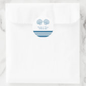 Blue White Nautical Seashells Wedding Stickers (Tasche)