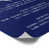 Blue & White Nautical Wedding Signature Cocktail Poster (Ecke)