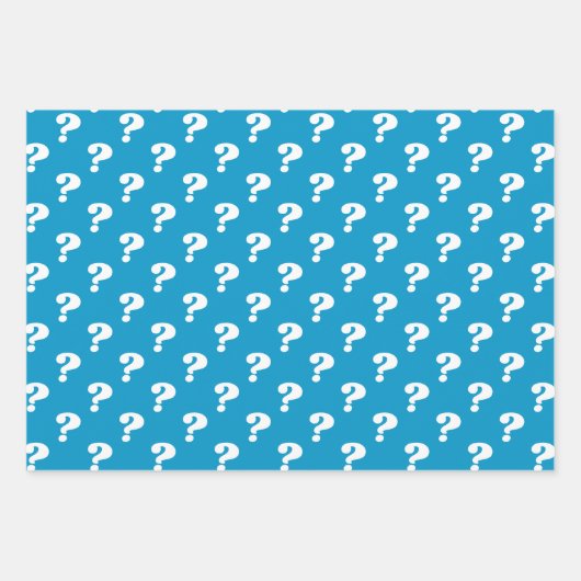 Blue & White Niedlich Gift Wrapper (Fragezeichen) Geschenkpapier Set (Vorderseite 2)