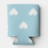 Blue White Niedlich Simple Heart Pattern Dosenkühler (Rückseite)