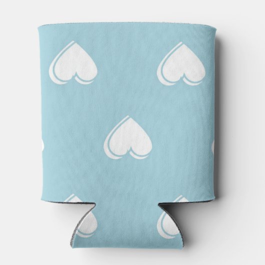 Blue White Niedlich Simple Heart Pattern Dosenkühler (Rückseite)