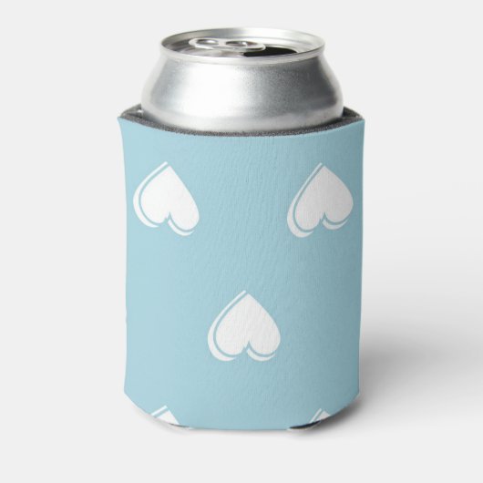 Blue White Niedlich Simple Heart Pattern Dosenkühler (Kanne Rückseite)