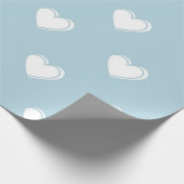 Blue White Niedlich Simple Heart Pattern Geschenkpapier (Ecke)