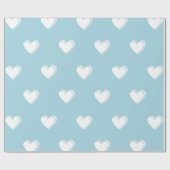 Blue White Niedlich Simple Heart Pattern Geschenkpapier (Flach)