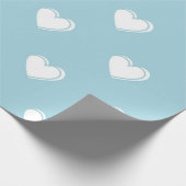 Blue White Niedlich Simple Heart Pattern Geschenkpapier (Ecke)
