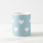 Blue White Niedlich Simple Heart Pattern Kaffeetasse (Mittel)