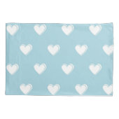 Blue White Niedlich Simple Heart Pattern Kissenbezug (Rückseite)